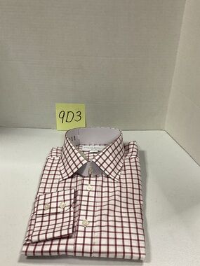 Charles Tyrwhitt White Dress Shirt with Red Windowpane Check